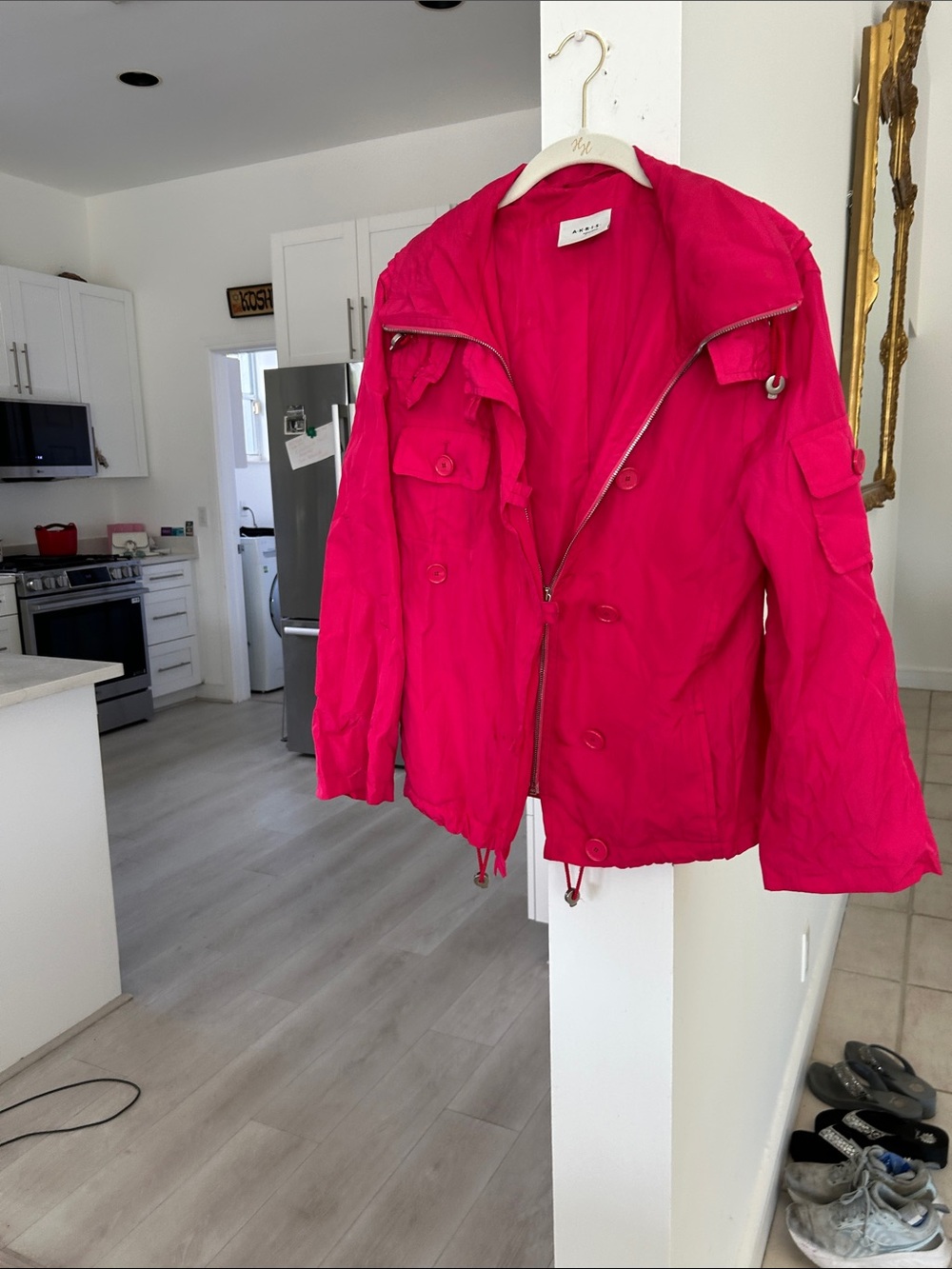 Akris Punto Hot Pink Utility Jacket with Multiple Pockets